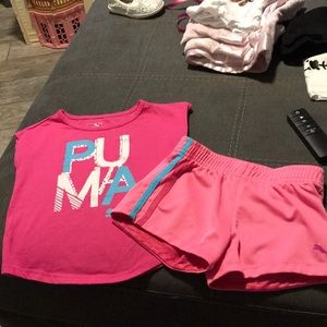 PUMA 3t Pink Short and Shirt, glitter logo